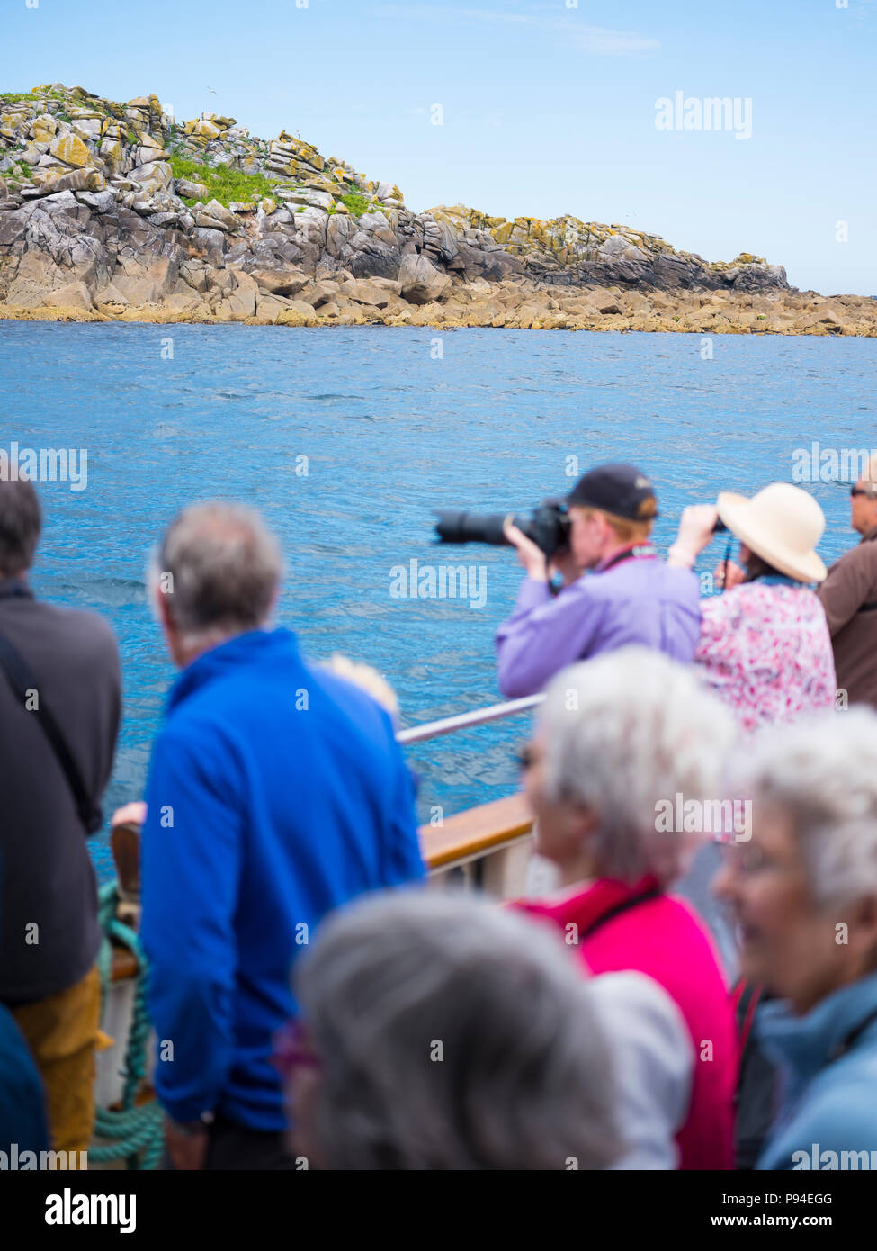 Persone su un mare safari, Isole Scilly. Foto Stock