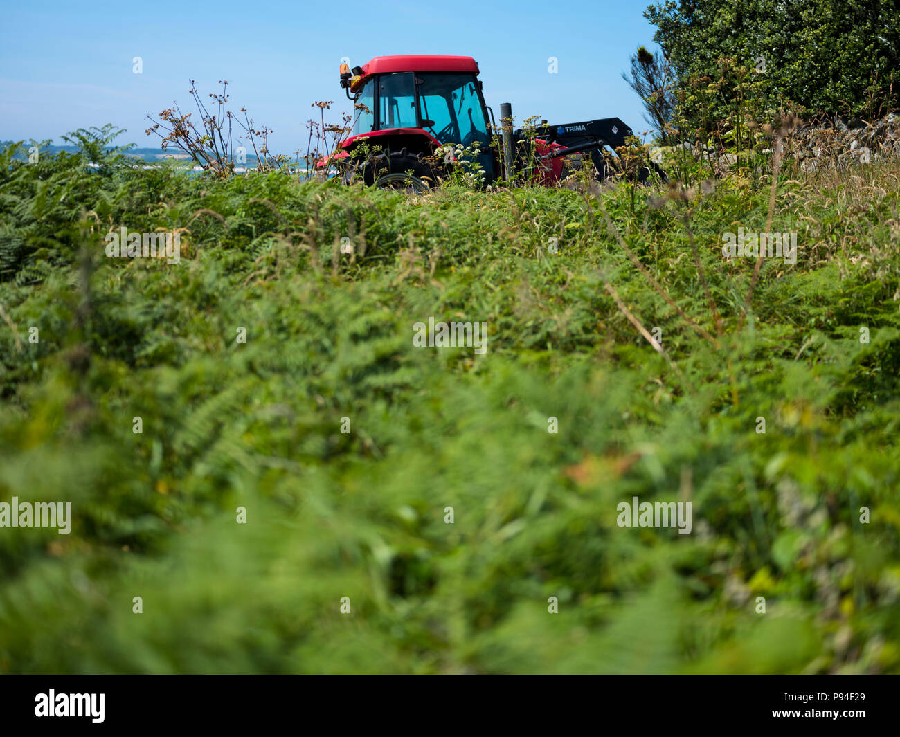 Un trattore su isole Scilly. Foto Stock