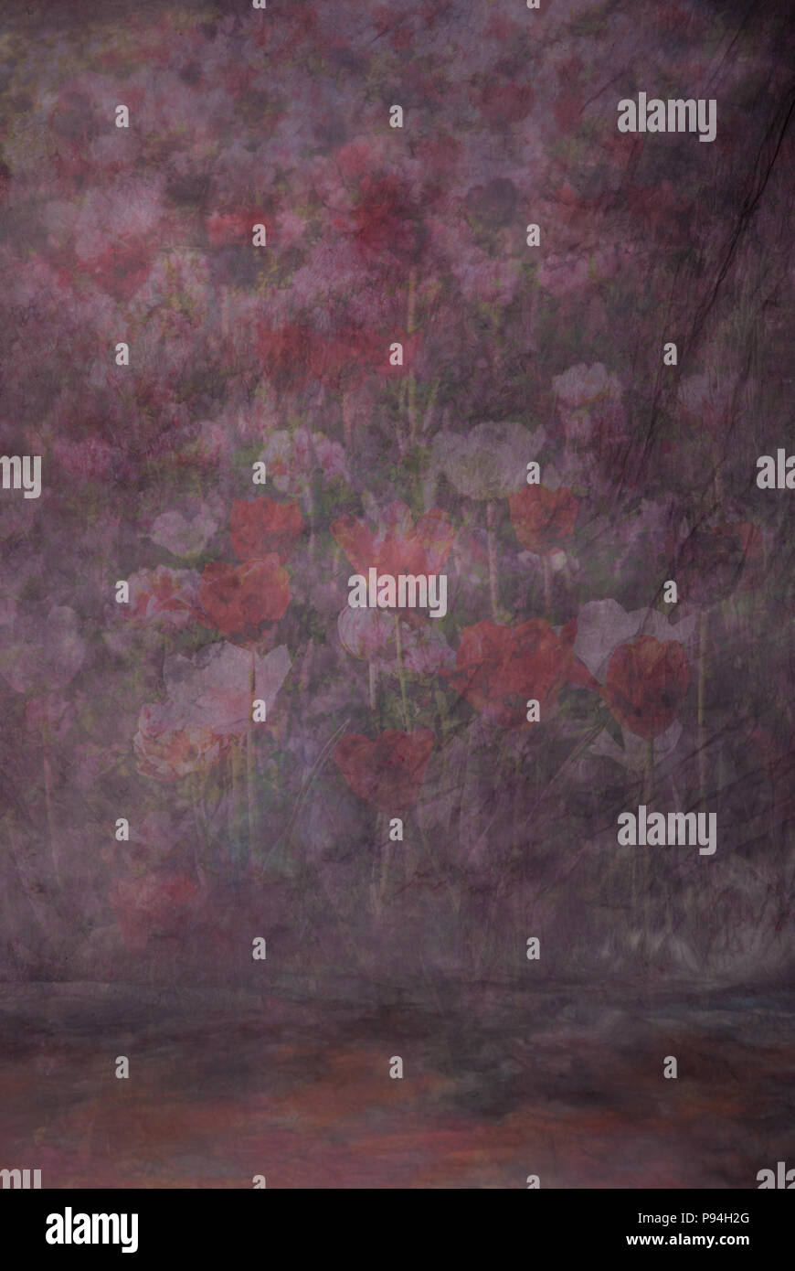Panno dipinto astratto foto di sfondo per studio con impressionistica tulip garden design Foto Stock