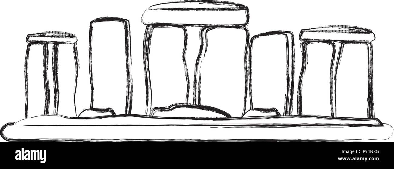 Stonehenge distintiva architettura antico monumento rock Inghilterra Illustrazione Vettoriale