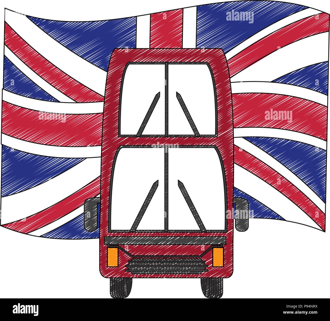 Inghilterra bandiera e london double decker bus Illustrazione Vettoriale