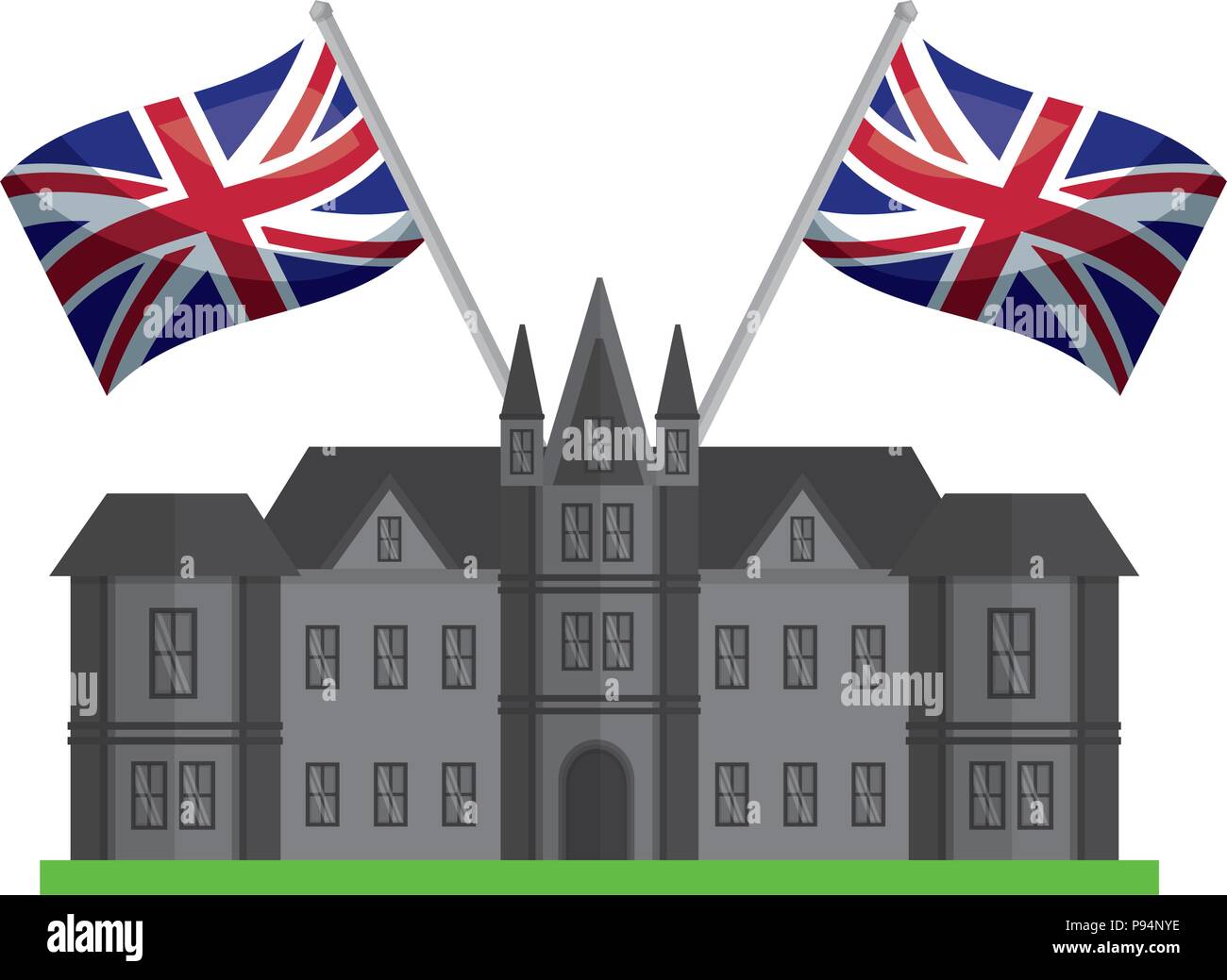 Il castello di Edimburgo Regno Unito le bandiere Illustrazione Vettoriale