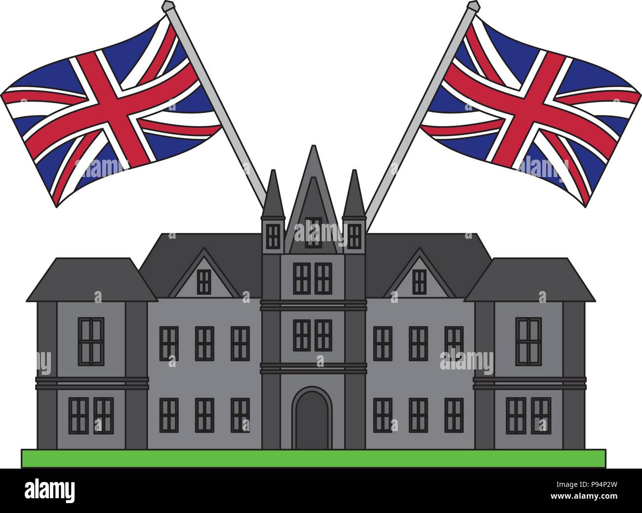 Il castello di Edimburgo Regno Unito le bandiere Illustrazione Vettoriale