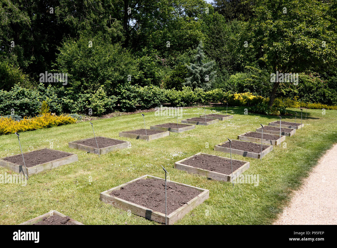 Preparati i letti di prova ad RHS Wisley Foto Stock