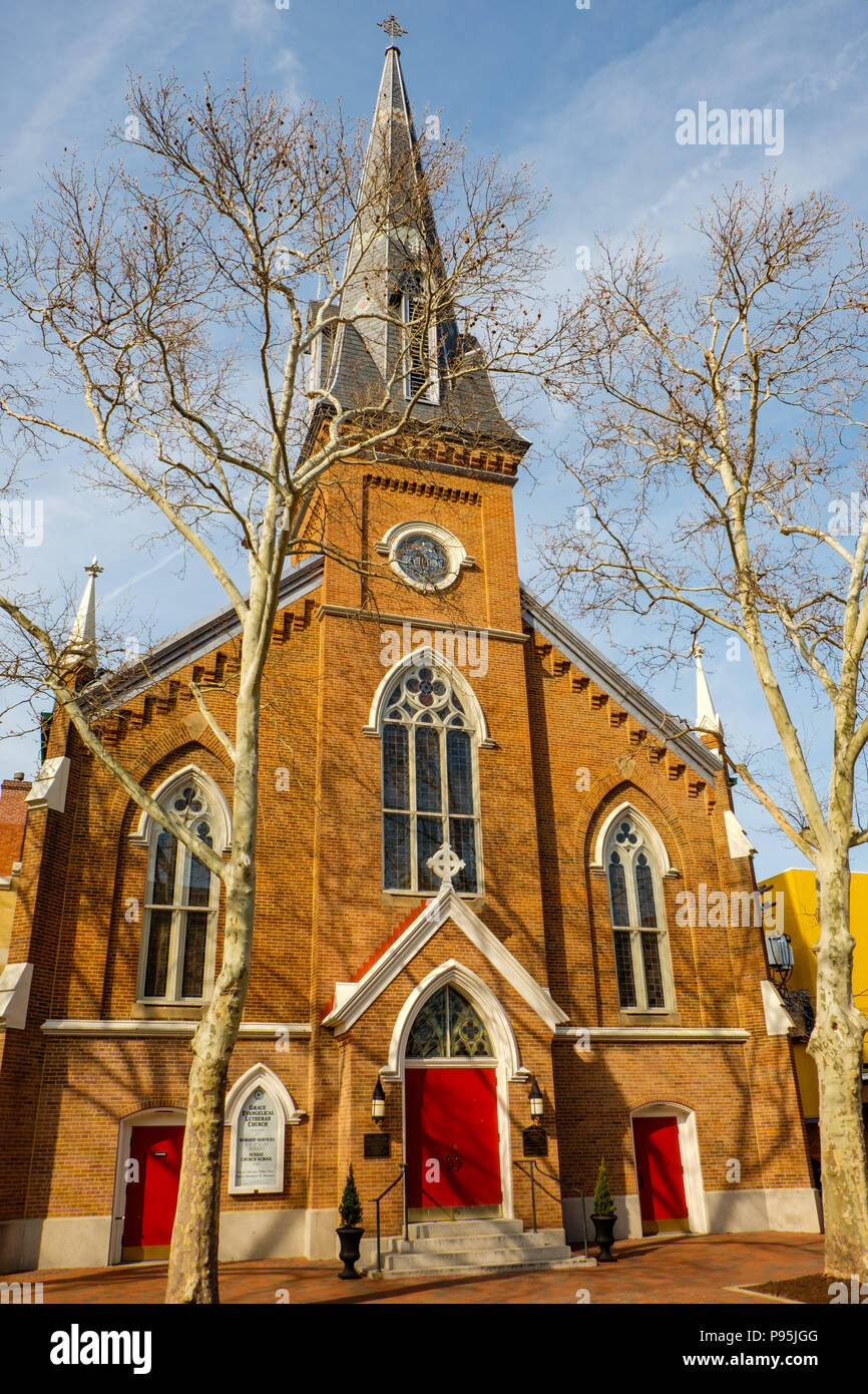 Grazia Chiesa Evangelica Luterana, 26 West Boscawen Street, Winchester Virginia Foto Stock
