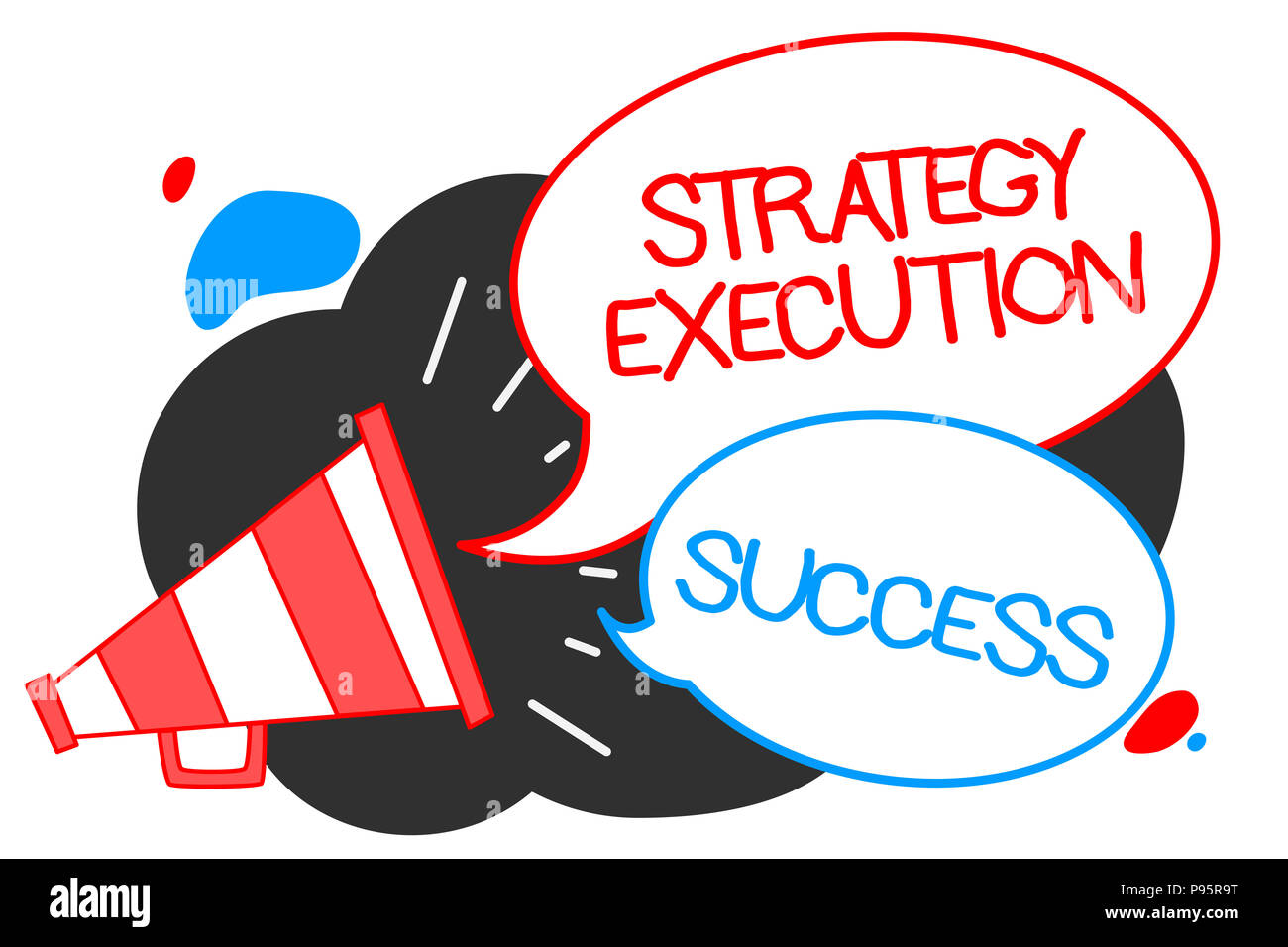 Segno di testo che mostra l'esecuzione di strategia di successo. Foto concettuale mettendo piano o elenco e iniziare a fare ben megafono altoparlante fumetti impor Foto Stock