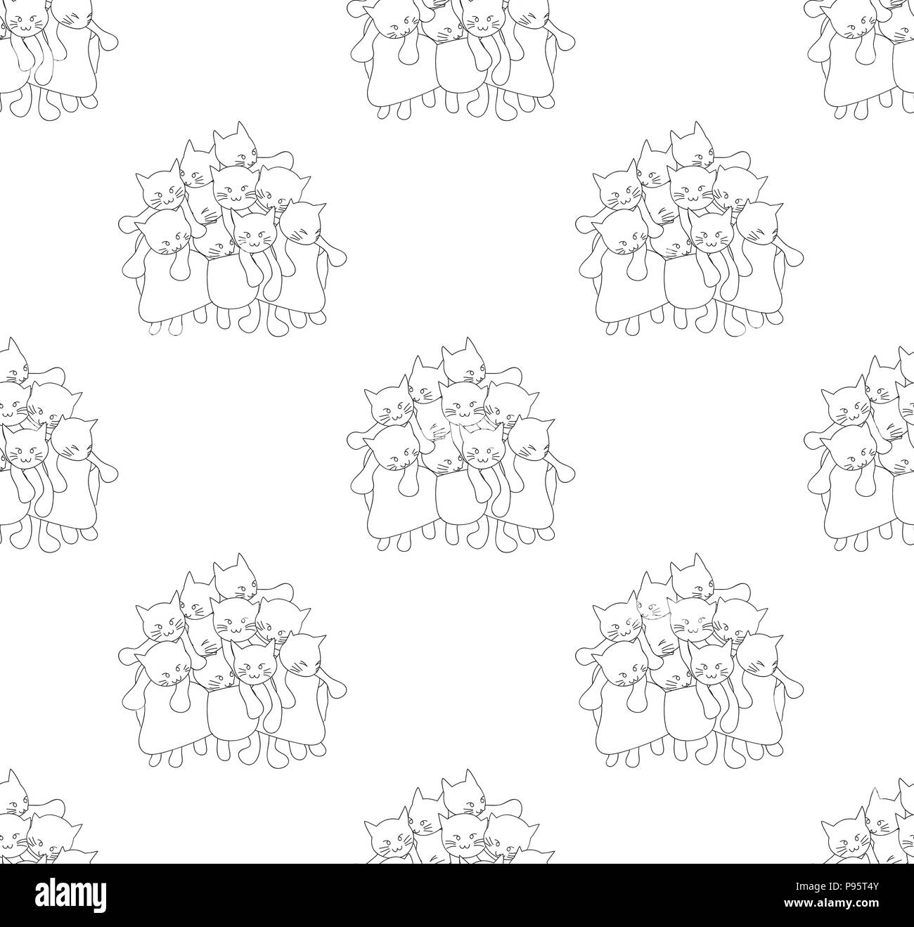 Adorabili Gatti Bouquet come presente su sfondo bianco. Illustrazione Vettoriale. Illustrazione Vettoriale