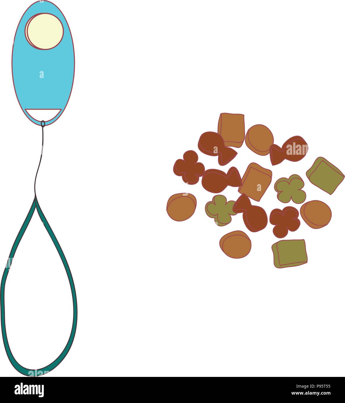 Il Clicker e trattare per la formazione. Illustrazione Vettoriale. isolato su sfondo bianco. Illustrazione Vettoriale
