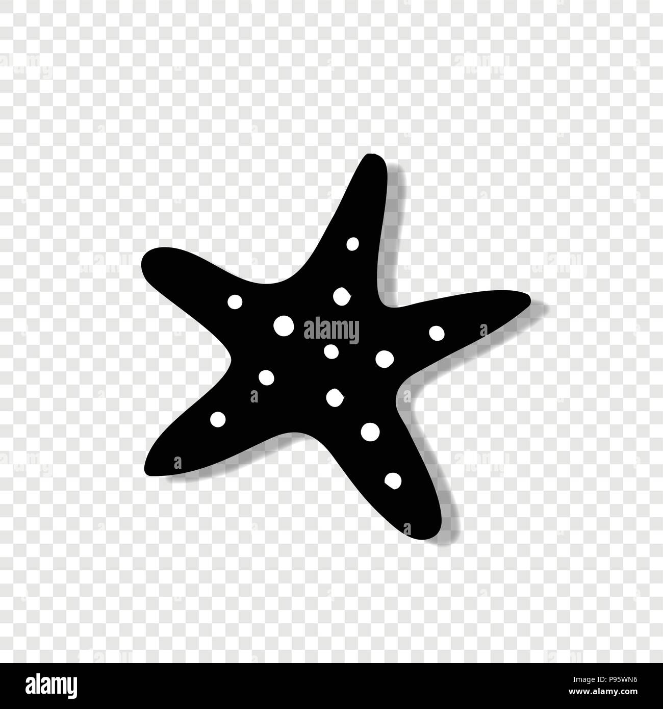 Vettore silhouette nera illustrazione dell'icona starfish isolato su sfondo trasparente. Illustrazione Vettoriale