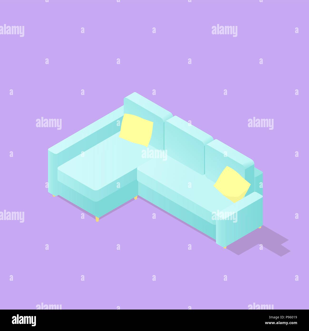 Bassa poli divano isometrica Illustrazione Vettoriale