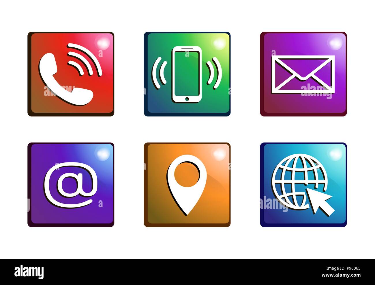 Il colore delle icone di contatto in uno stile piatto Illustrazione Vettoriale