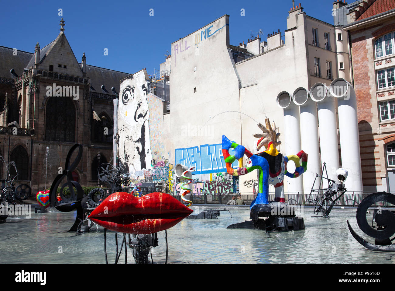 Fontana Stravinsky nel quartiere di Marais, Paris - Francia Foto Stock