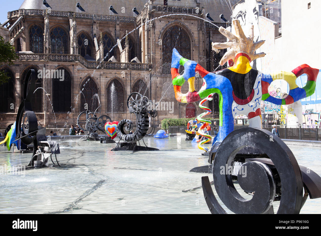 Fontana Stravinsky nel quartiere di Marais, Paris - Francia Foto Stock