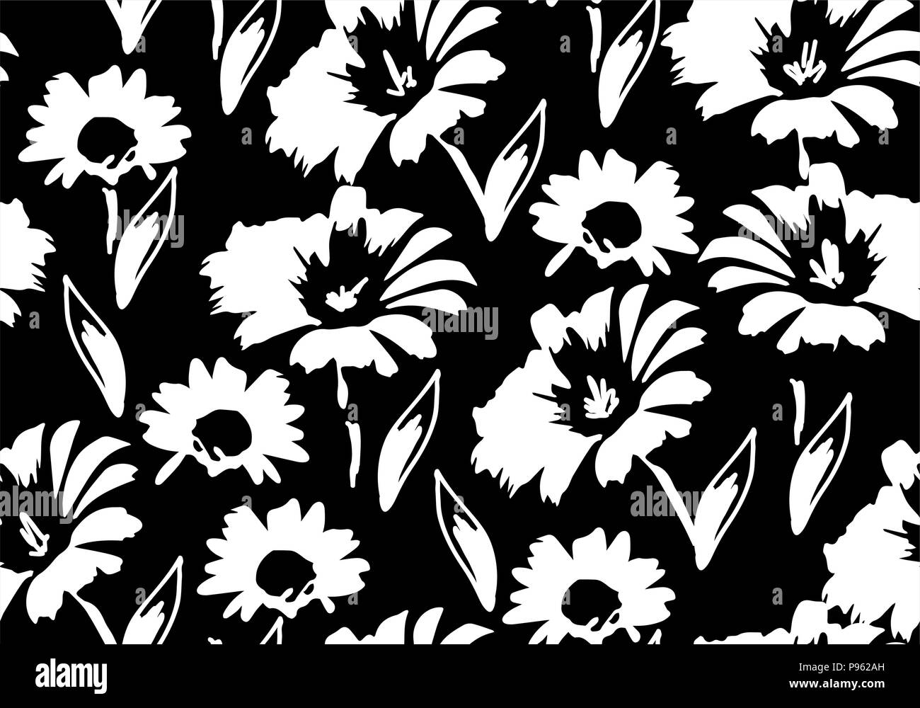 Vector seamless motivo floreale con fiori a margherita. sfondo floreale Illustrazione Vettoriale