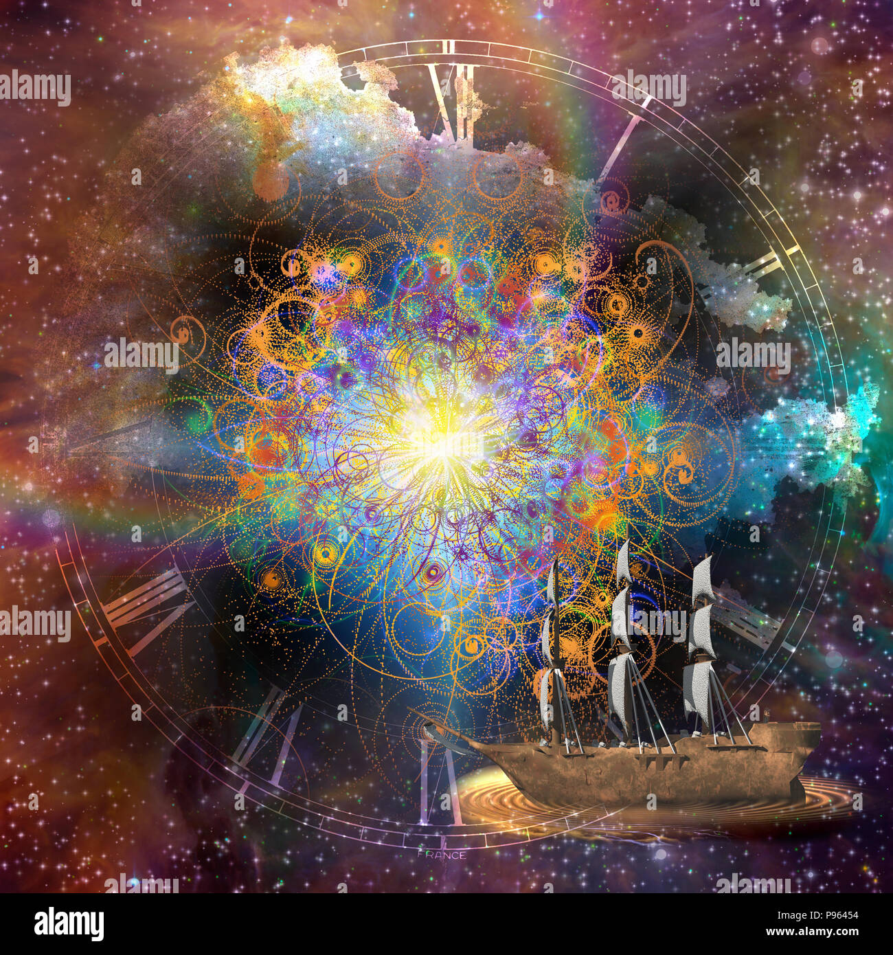 Nave i mari della fantasia Foto Stock