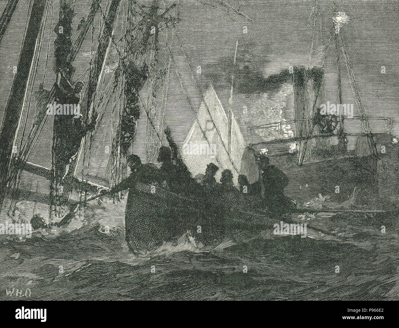 Il salvataggio dei sopravvissuti al naufragio della Fregata Blackwall il Northfleet, 22 Gennaio 1873 Foto Stock