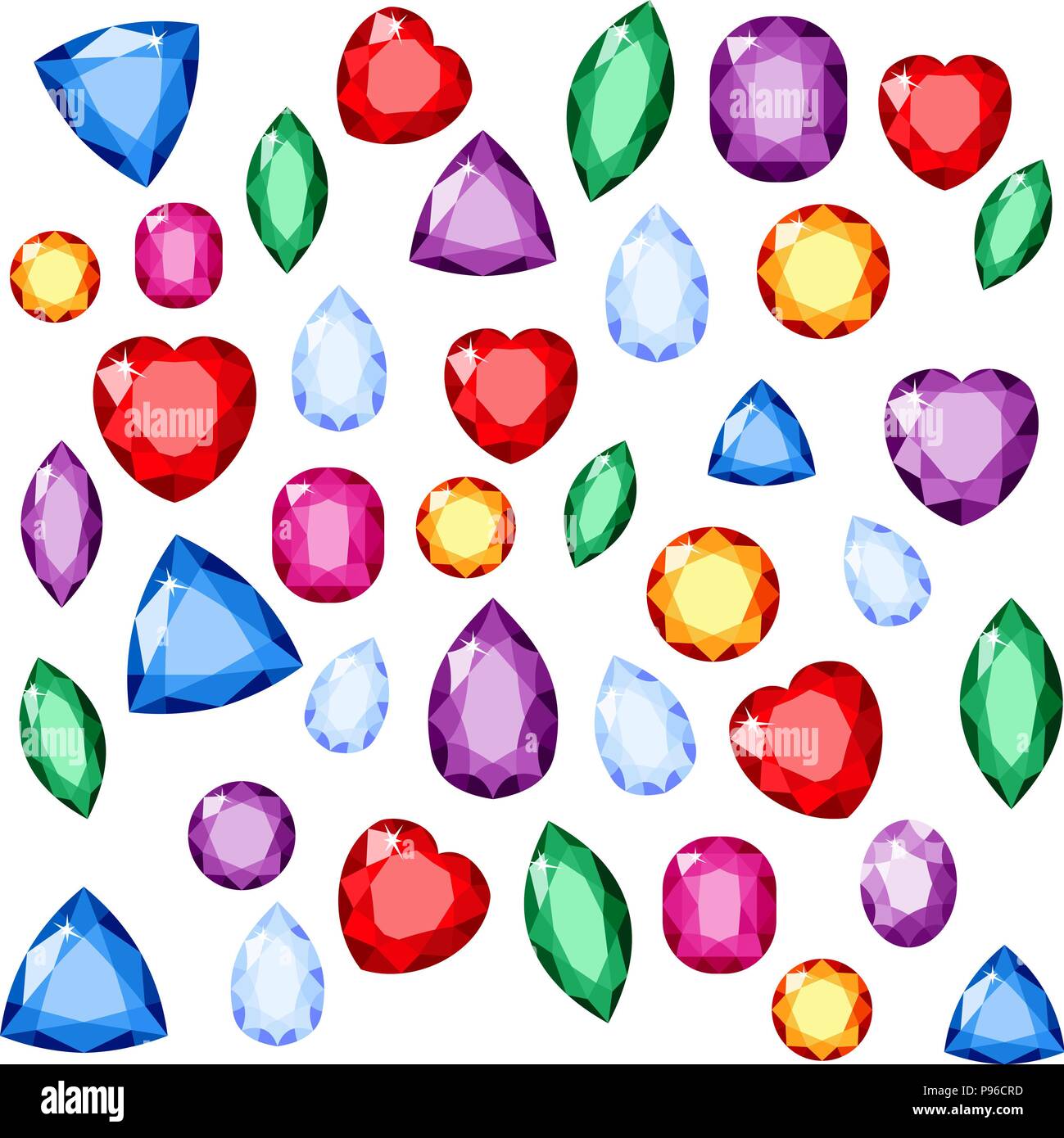 Set di gioielli realistiche. Gemme colorate. raster illustrazione gemma Foto Stock