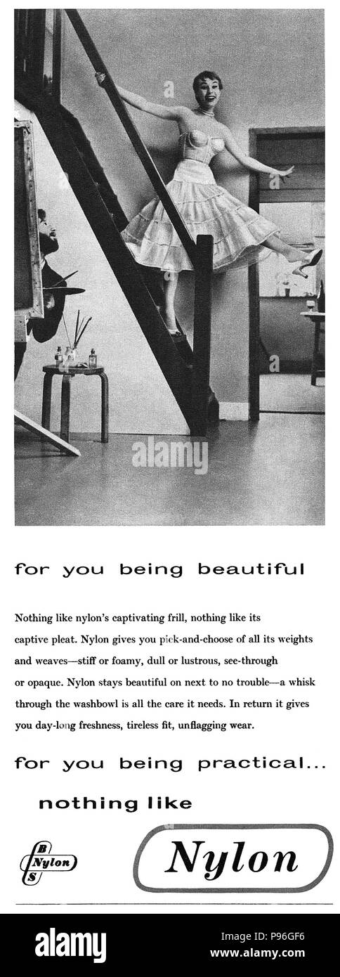 1956 British pubblicità per British filatori in Nylon. Foto Stock