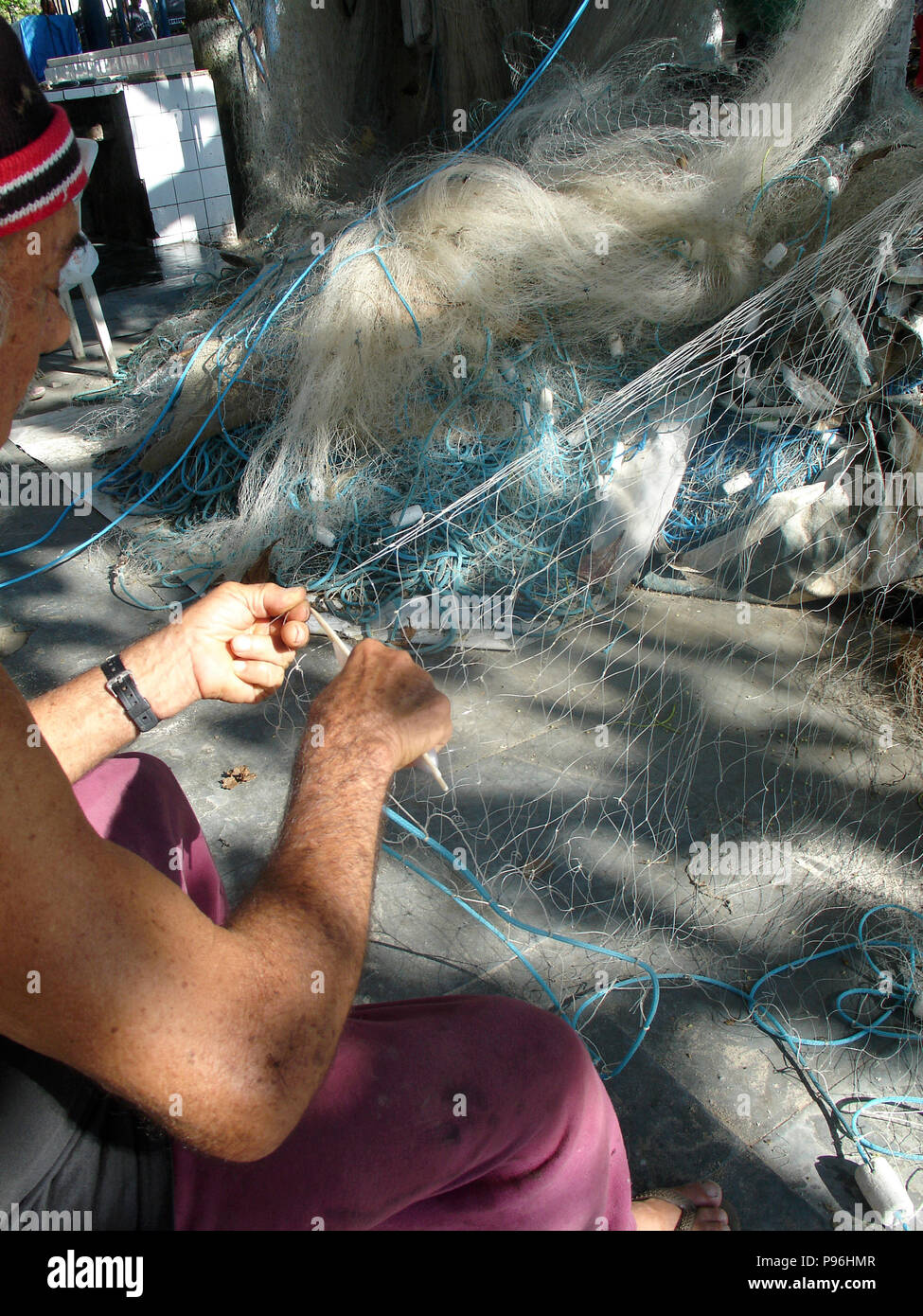 Fishmen, sulla spiaggia di Copacabana, Rio de Janeiro, Brasile Foto Stock