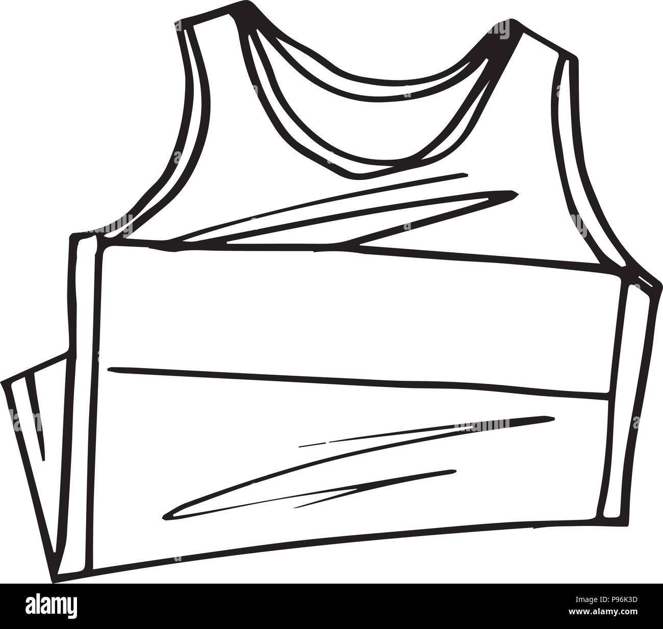 Schizzo di t-shirt smanicata illustrazione vettoriale Illustrazione Vettoriale