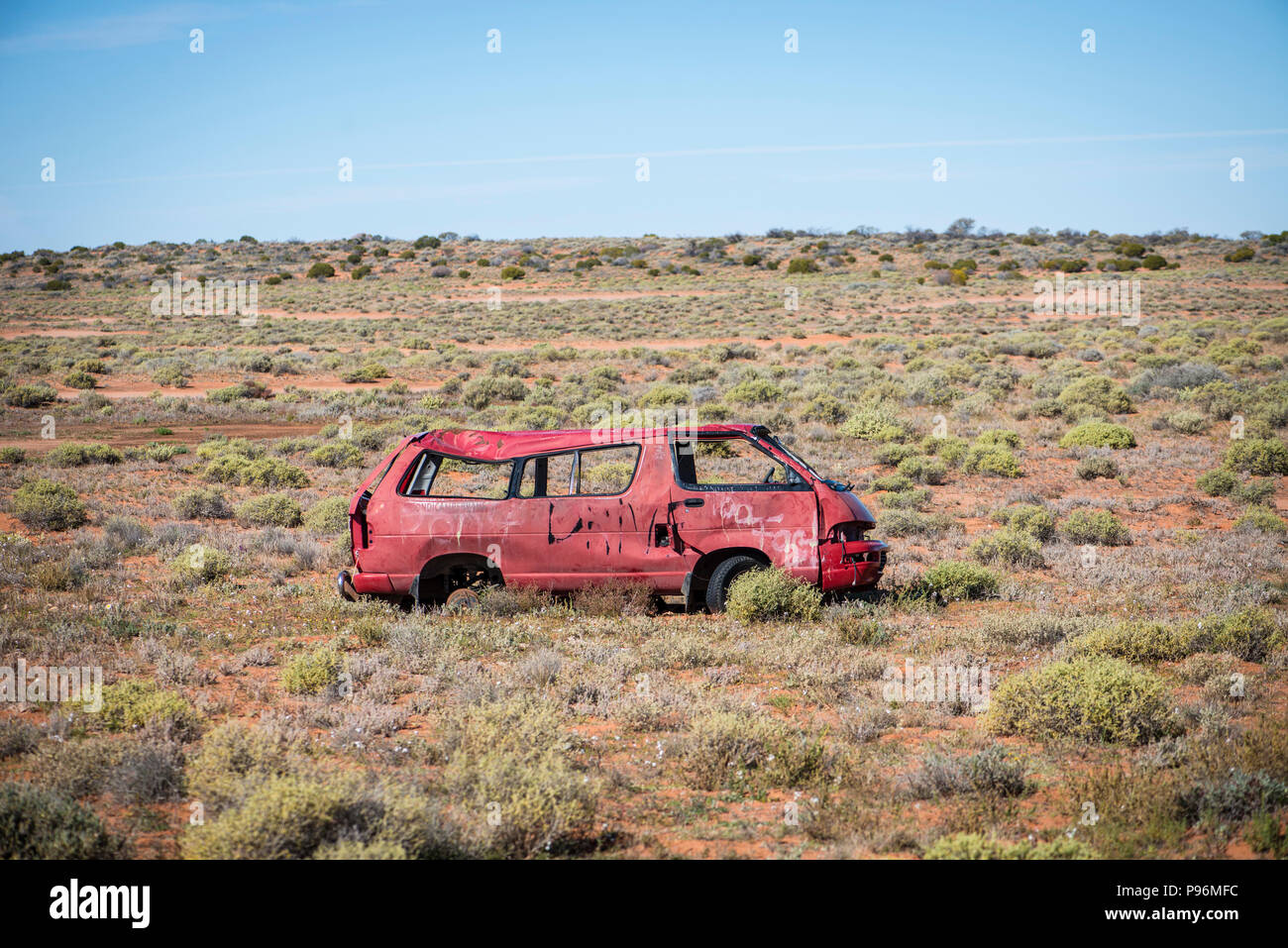 Auto rottamata, deserto Sud Australia Foto Stock