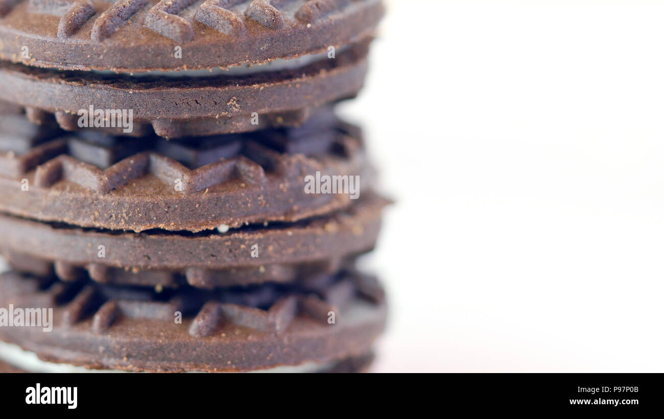 Macro closeup della pila di biscotti con copia spazio. Foto Stock