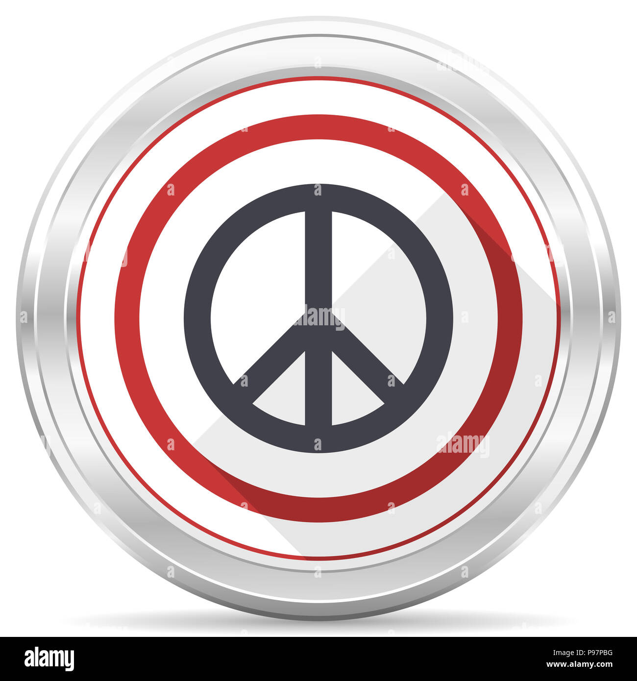 La pace color argento metallizzato bordo cromato round icona web su sfondo bianco Foto Stock