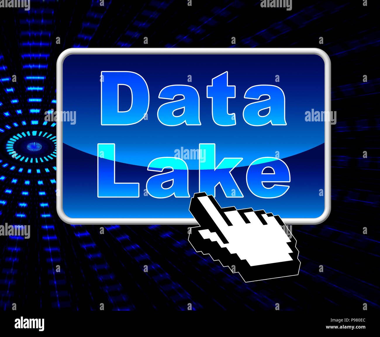 Lago di dati digitali Cloud Datacenter 3d illustrazione mostra Supercomputer Mainframe Storage Bigdata di informazioni complesse Foto Stock