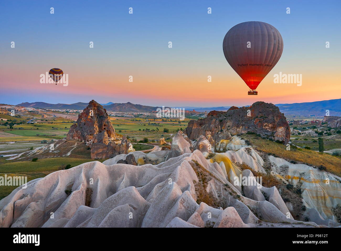 I palloni ad aria calda, Goreme, Cappadocia, Turchia Foto Stock