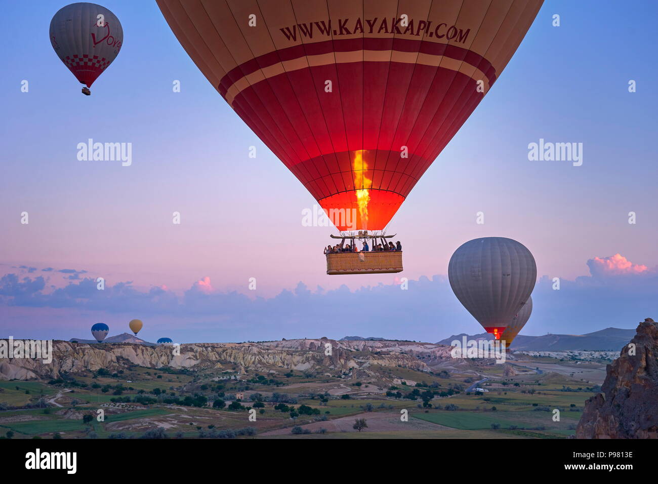 I palloni ad aria calda, Goreme, Cappadocia, Anatolia, Turchia Foto Stock