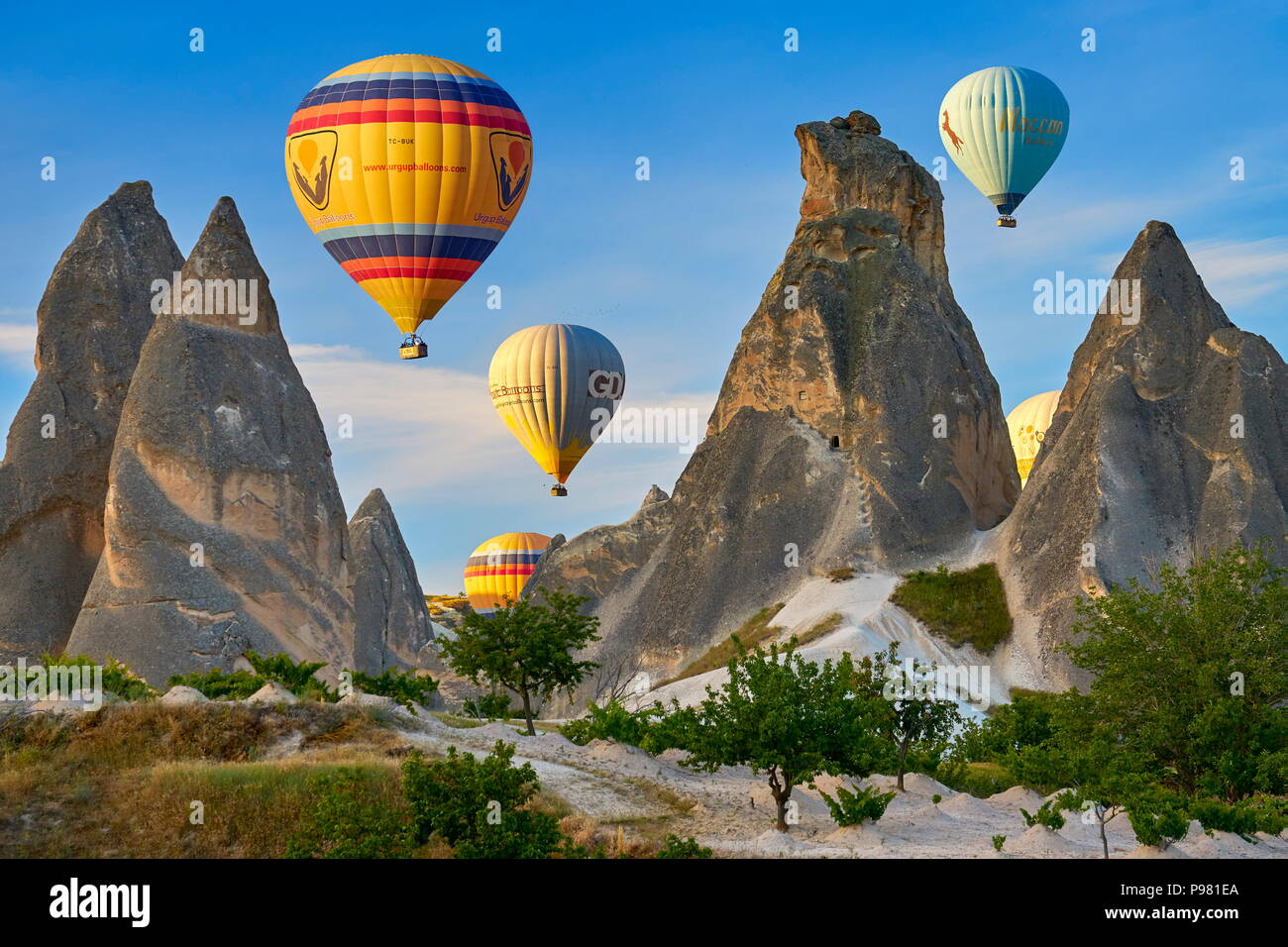 I palloni ad aria calda, Goreme, Cappadocia, Anatolia, Turchia Foto Stock