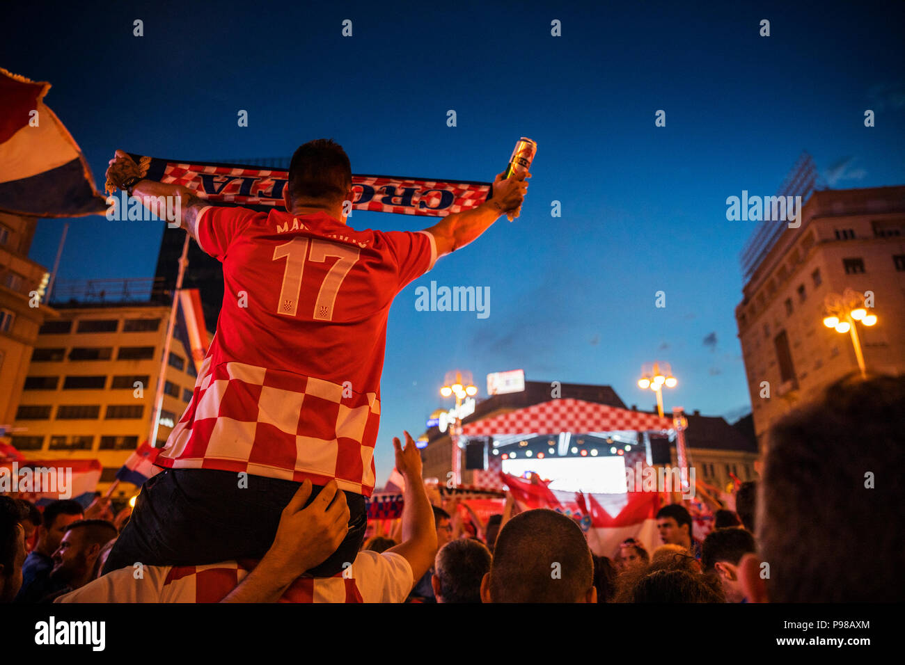 Zagabria, Croazia, Domenica, Luglio 15, 2018 celebrate secondo posto, medaglia d'argento, dal Campionato Mondiale di Calcio 2018, Russia Credito: Nino Marcutti/Alamy Live News Foto Stock