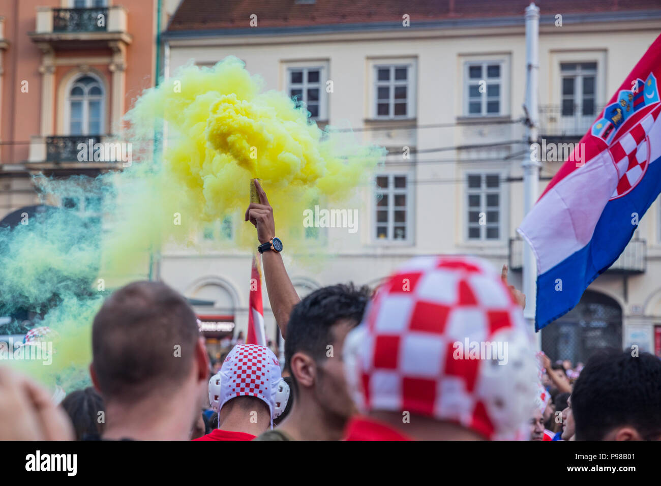 Zagabria, Croazia, Domenica, Luglio 15, 2018 celebrate secondo posto, medaglia d'argento, dal Campionato Mondiale di Calcio 2018, Russia Credito: Nino Marcutti/Alamy Live News Foto Stock