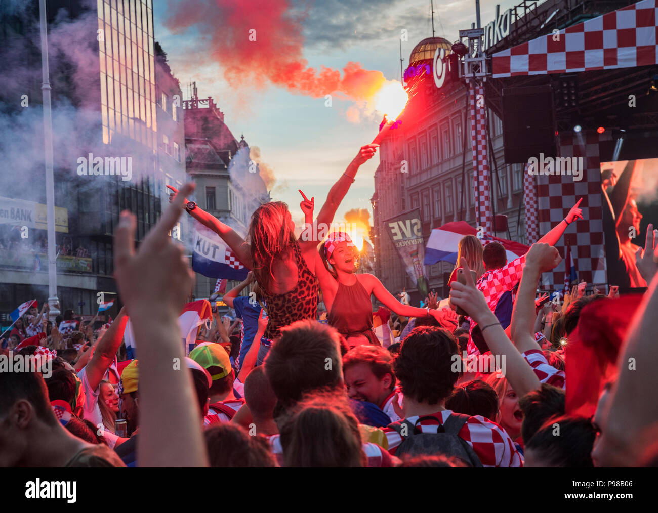 Zagabria, Croazia, Domenica, Luglio 15, 2018 celebrate secondo posto, medaglia d'argento, dal Campionato Mondiale di Calcio 2018, Russia Credito: Nino Marcutti/Alamy Live News Foto Stock
