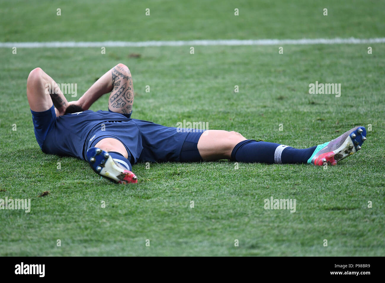 Mosca, Russland. Il 15 luglio 2018. finale di giubilo del francese nel mondo titolo: Olivier Giroud (Francia). GES/calcio/World Championship 2018 Russia, Finale: Francia - Croazia, 15.07.2018 GES/calcio/calcetto, World Cup 2018 Russia, Finale: Francia vs. Croazia, Mosca, luglio 15, 2018 | Utilizzo di credito in tutto il mondo: dpa/Alamy Live News Foto Stock