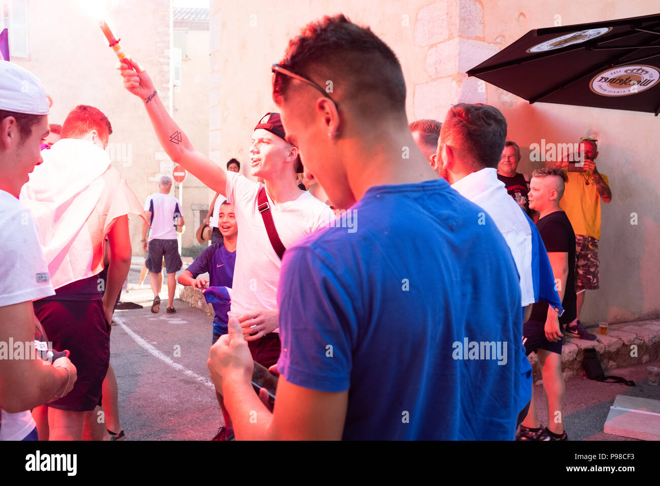 Il popolo francese Celebra la Coppa del Mondo di Calcio 2018 Foto Stock