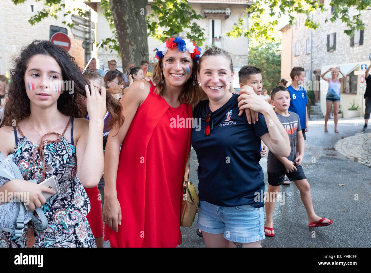 Il popolo francese Celebra la Coppa del Mondo di Calcio 2018 Foto Stock