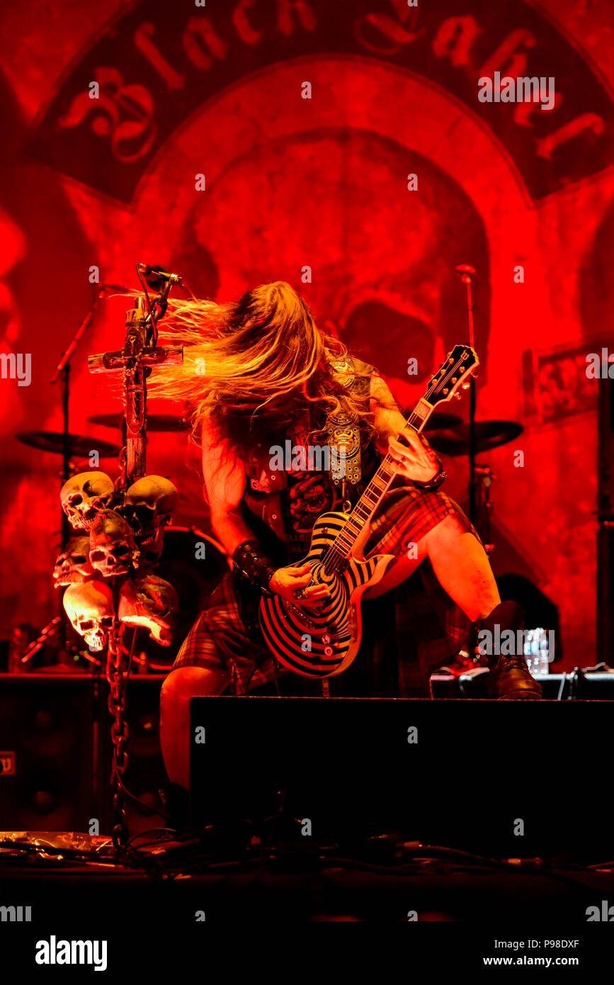 Mansfield Ohio, luglio 15, 2018 Zakk Wylde dei Black Label Society sul palcoscenico Inkarceration musica heavy metal e Festival tatoo, Photo credit: Ken Howard/Alamy Live News Foto Stock