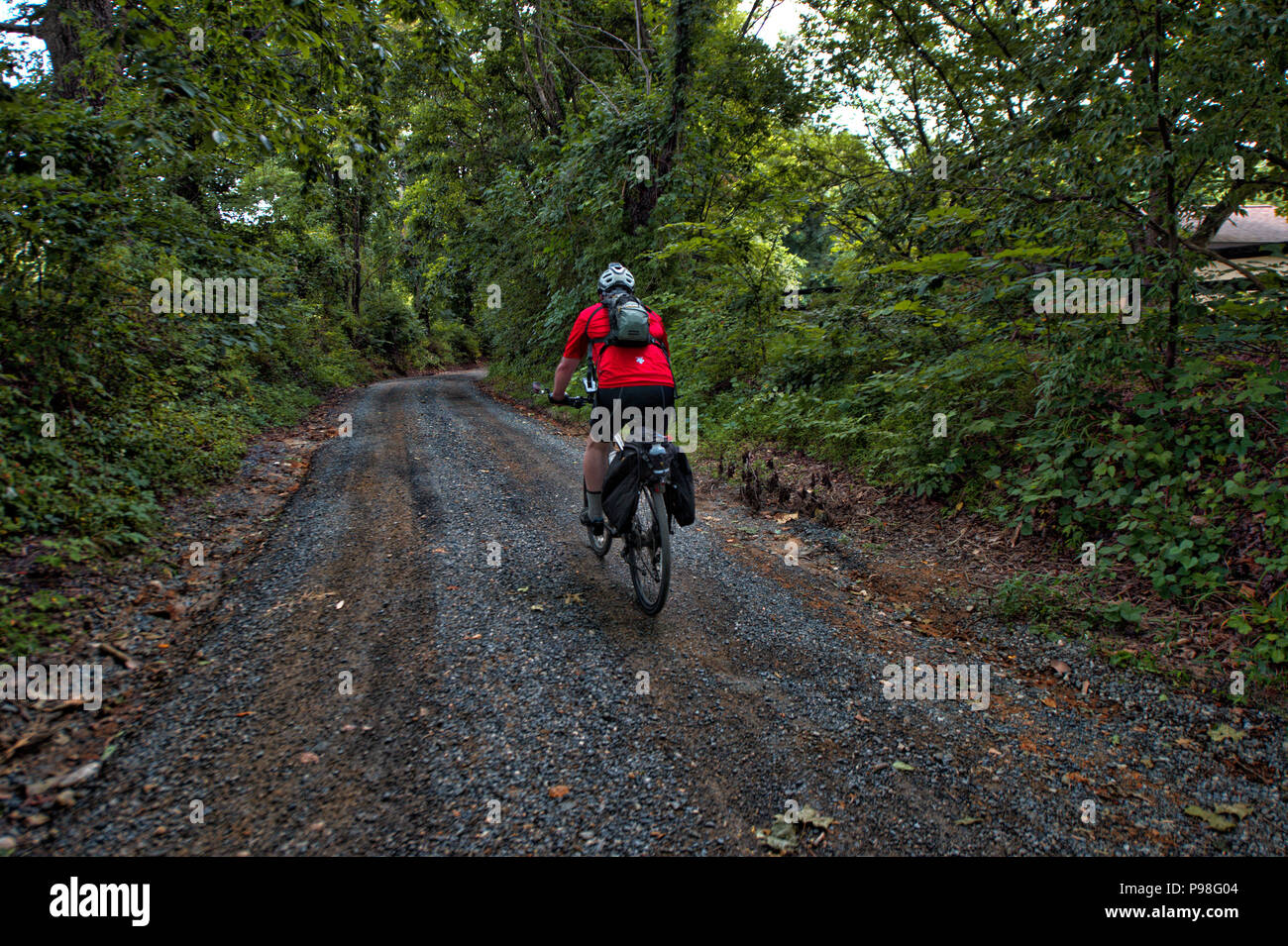 Stati Uniti - Luglio 3, 2017: Western Loudoun storica strada sterrata noto come Jeb Stuart Road al di fuori del villaggio di Philomont. Molti di strada sterrata Foto Stock