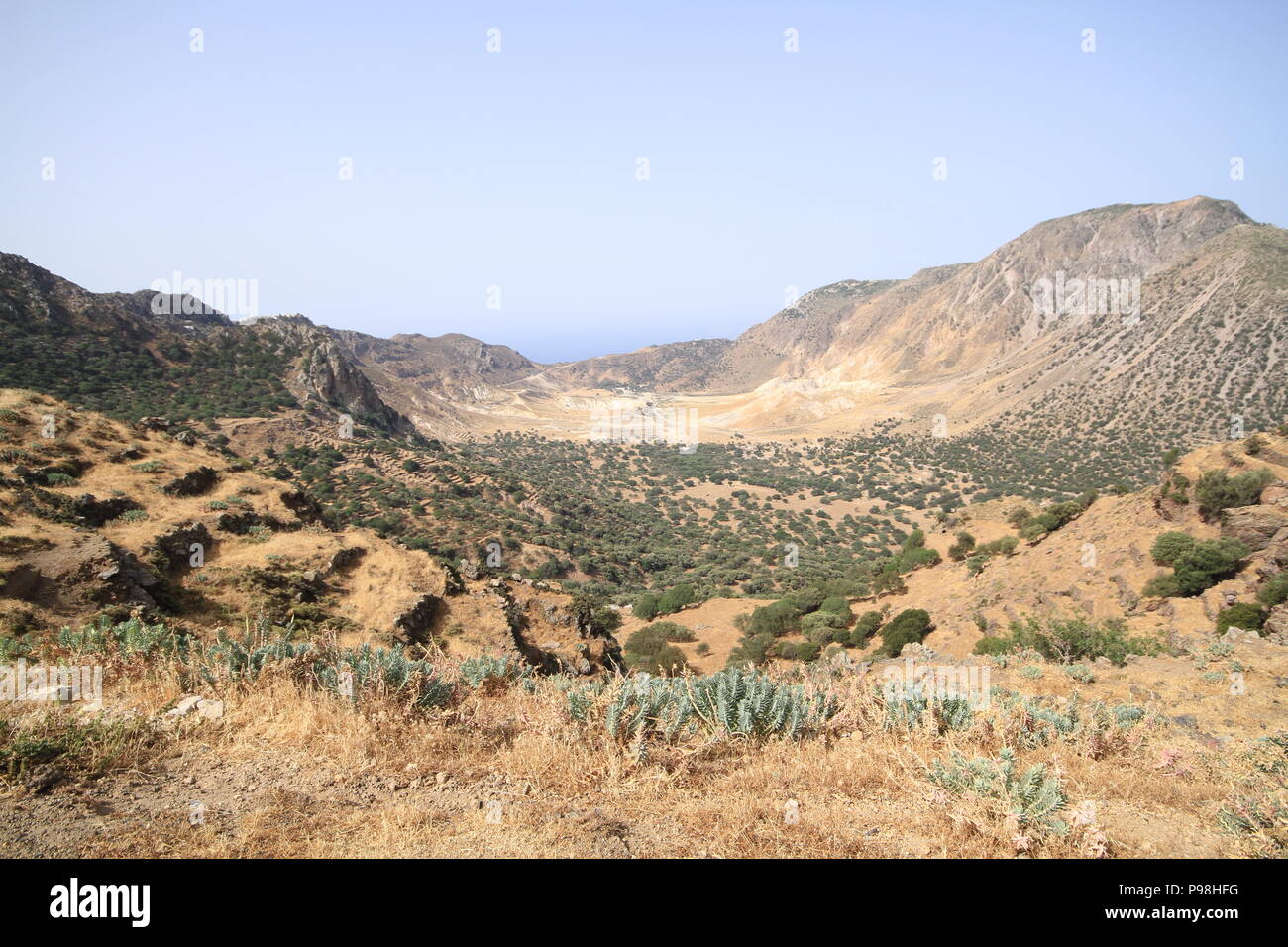 Cratere del vulcano Nisyros Foto Stock