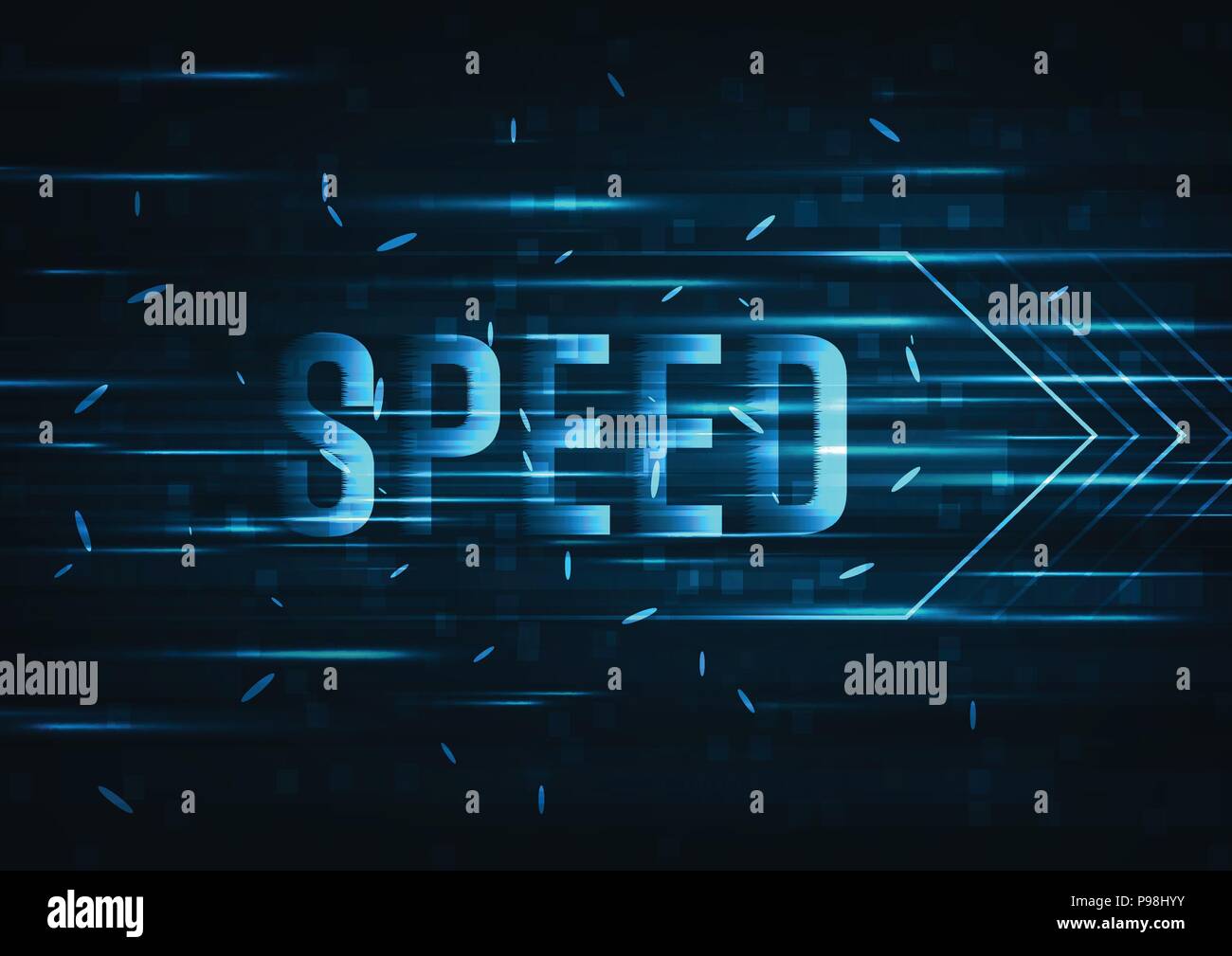 Connessione internet ad alta velocità.concetto.Velocità pattern di movimento e sfocatura di movimento su sfondo blu scuro. Illustrazione Vettoriale