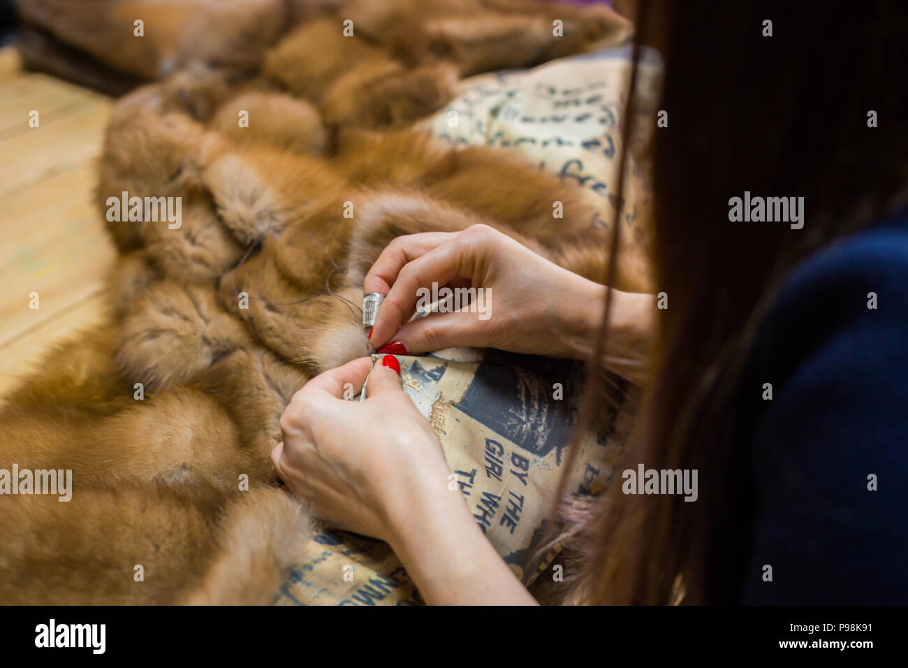 Personalizzare la riparazione di pelliccia Foto Stock