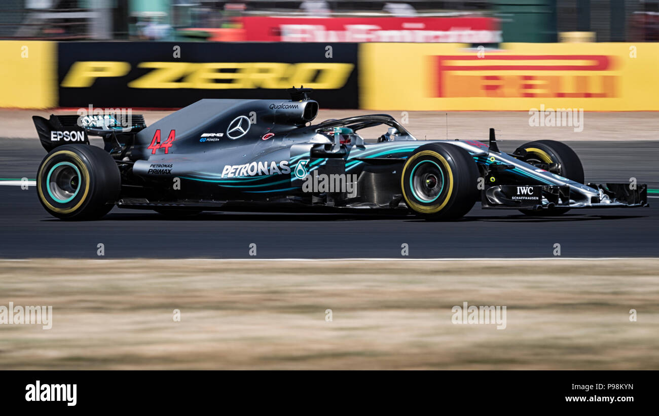 Immagini dalla Formula 1 Britsh Gran Premio di Gran Bretagna a Silverstone il 8 luglio 2018. Vettel ha vinto, Hamilton 2° e Raikkonen 3rd. Foto Stock