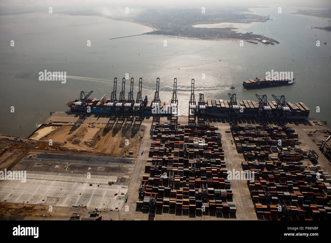 Fotografia aerea del porto di Felixstowe Foto Stock