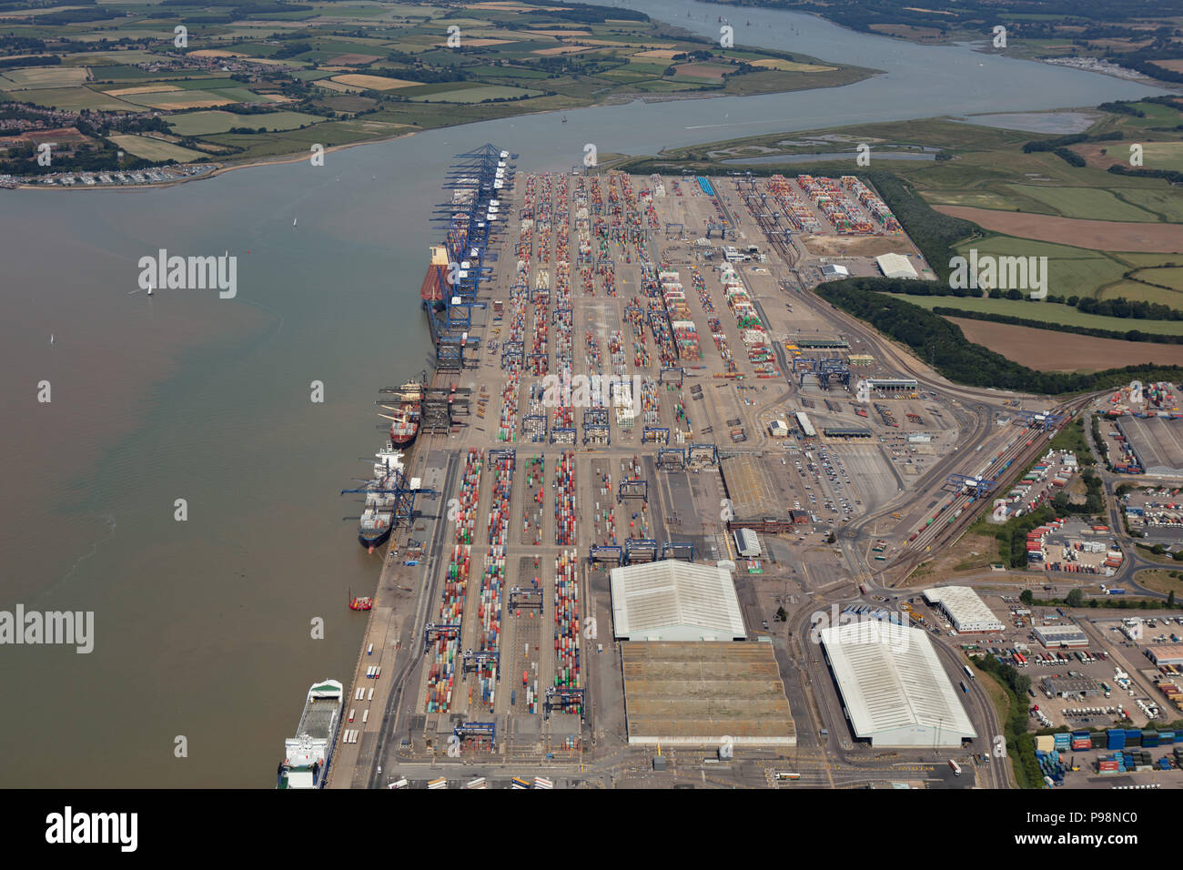 Fotografia aerea del porto di Felixstowe Foto Stock