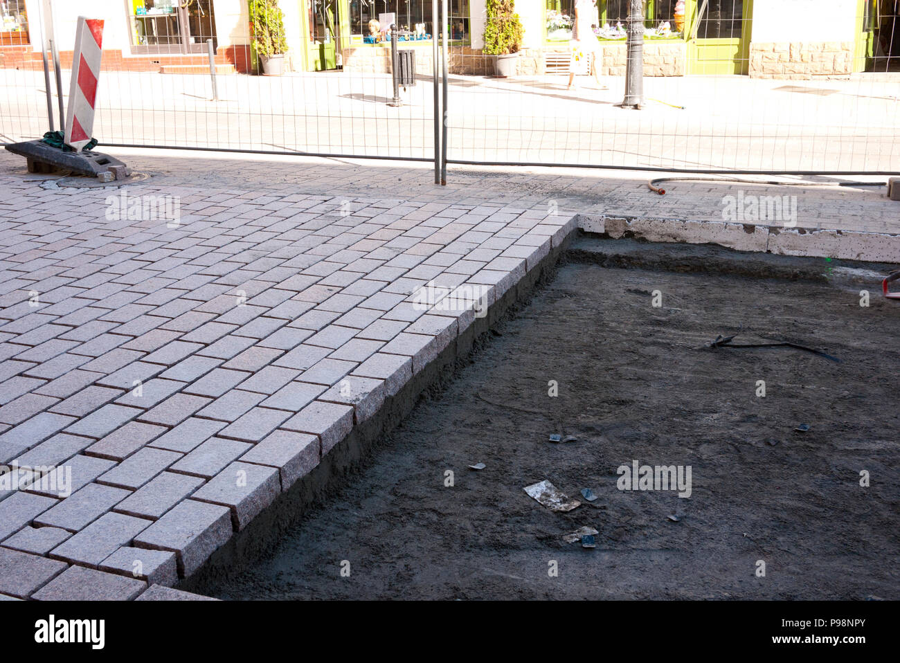 La costruzione di una moderna passerella per le strade di Tarnow ,Polonia Meridionale, Europa. Foto Stock