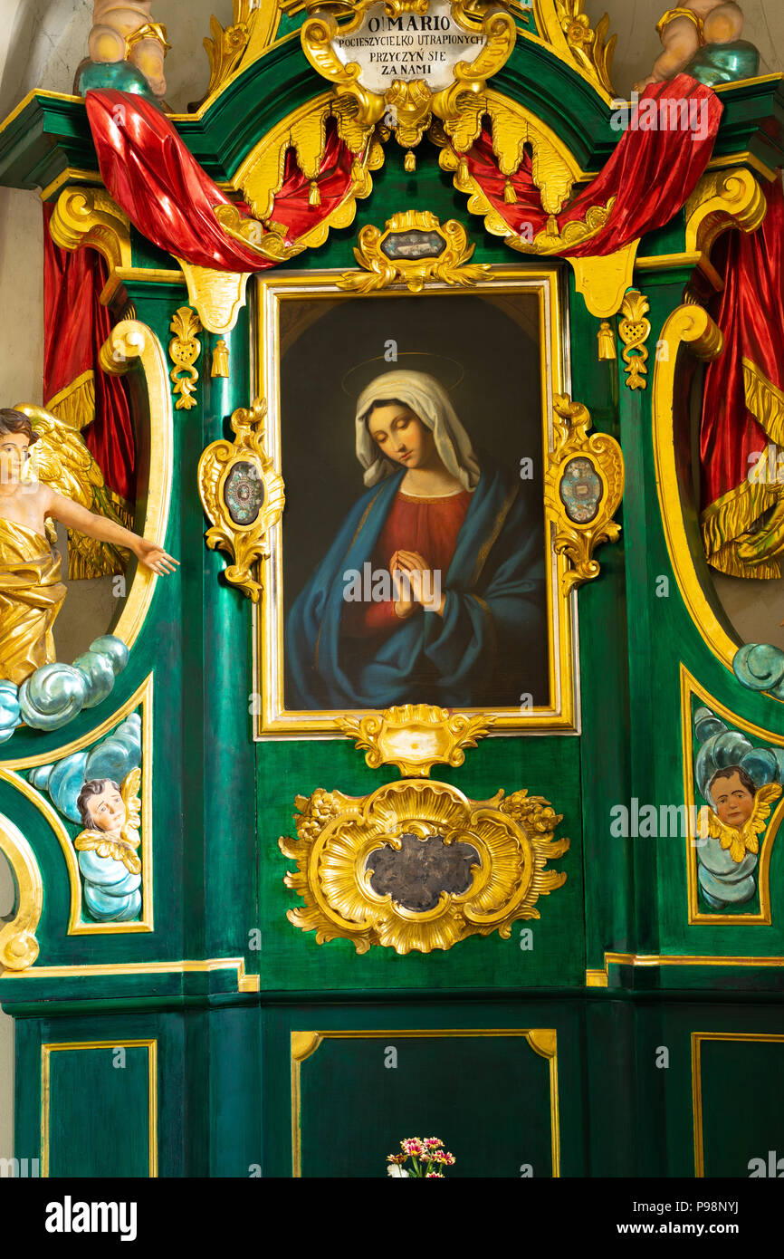 Icona immagine della Beata Vergine Maria, in una Chiesa di Cracovia, Cracovia, Polonia, Europa. Foto Stock