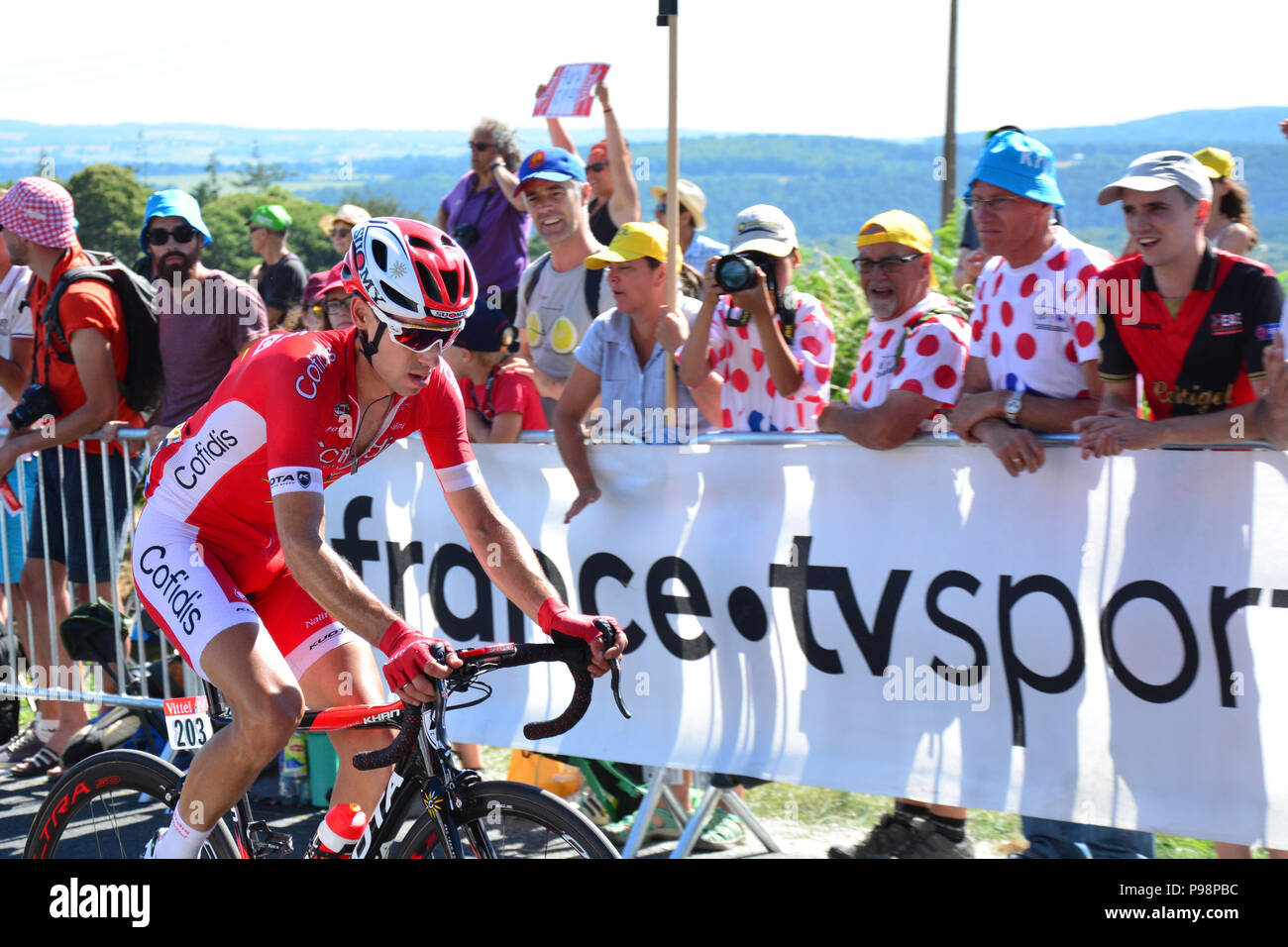 Tour de France 2018. Fase 6. Brest a Mur-de-Bretagne. All'interno dell'ultimo chilometro del 181km di corso che ha una pendenza media del 6,9%. Foto Stock