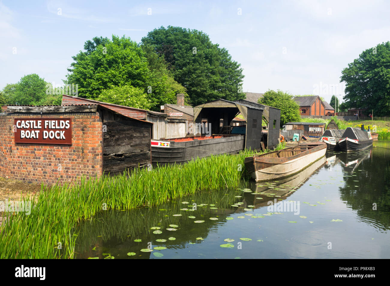 Industrial Canal Boat Yard, Black Country Living Museum, Dudley Regno Unito Foto Stock