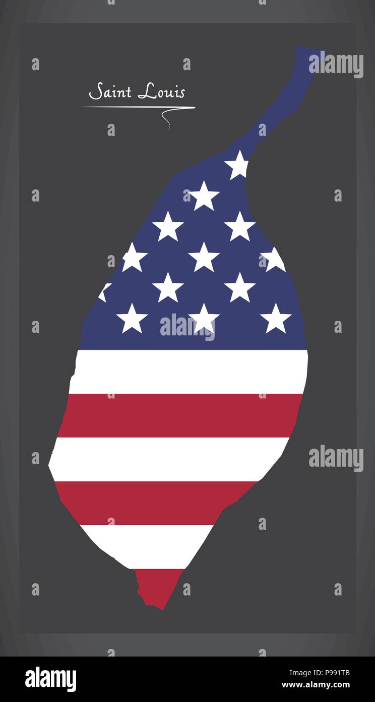 Saint Louis nel Missouri mappa con American bandiera nazionale illustrazione Illustrazione Vettoriale